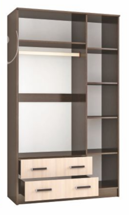 Шкаф 3-х дверный с зеркалом Лагуна, Венге/ Дуб молочный 