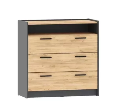 Комод Оттавия НМ 011.04, Антрацит/Дуб Крафт Золотой  